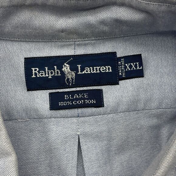 Ralph Lauren Shirt Men XXL Blue Blake Flesh Pony Oxford Button Down OCBD - Picture 5 of 11
